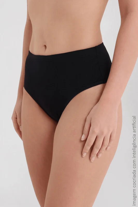 Calcinha Punho Duplo Algodão Feminina Lupo Preta / P (36 a 38)