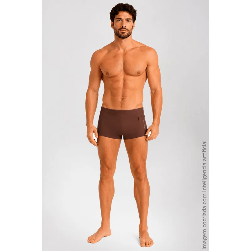 Sunga Boxer Beachwear com Bolso Masculina Lupo Tamanho: G (46 a 48) | Cor: Canela