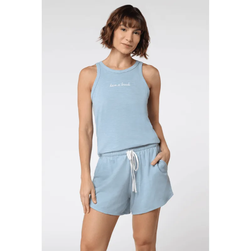 Pijama Curto com Regata Nadador Feminino Lupo Tamanho: M (40 a 42) | Cor: Azul Pastel