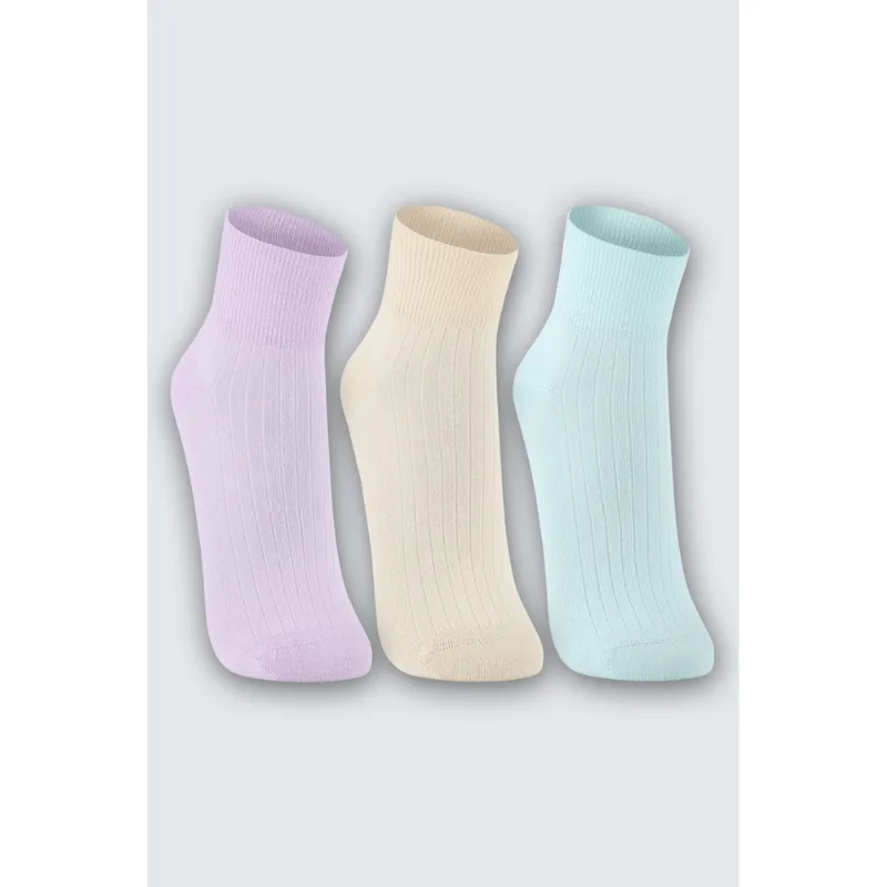Kit 3 Meias Cano Curto Feminino Lupo Tamanho: 34 a 39 | Cor: Sortida