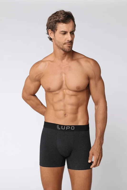 CUECAS BOXER MASCULINO ADULTO LUPO Preto Mescla / P (38 a 40)