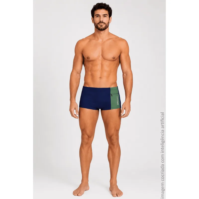 Sunga Boxer Beachwear com Bolso Masculina Lupo Tamanho: GG (50 a 52) | Cor: Marinho
