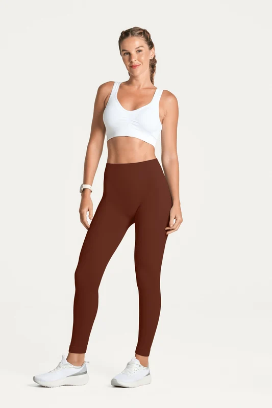 Calça Legging Basic Sem Costura Canelada Chocolate - 6450 / M
