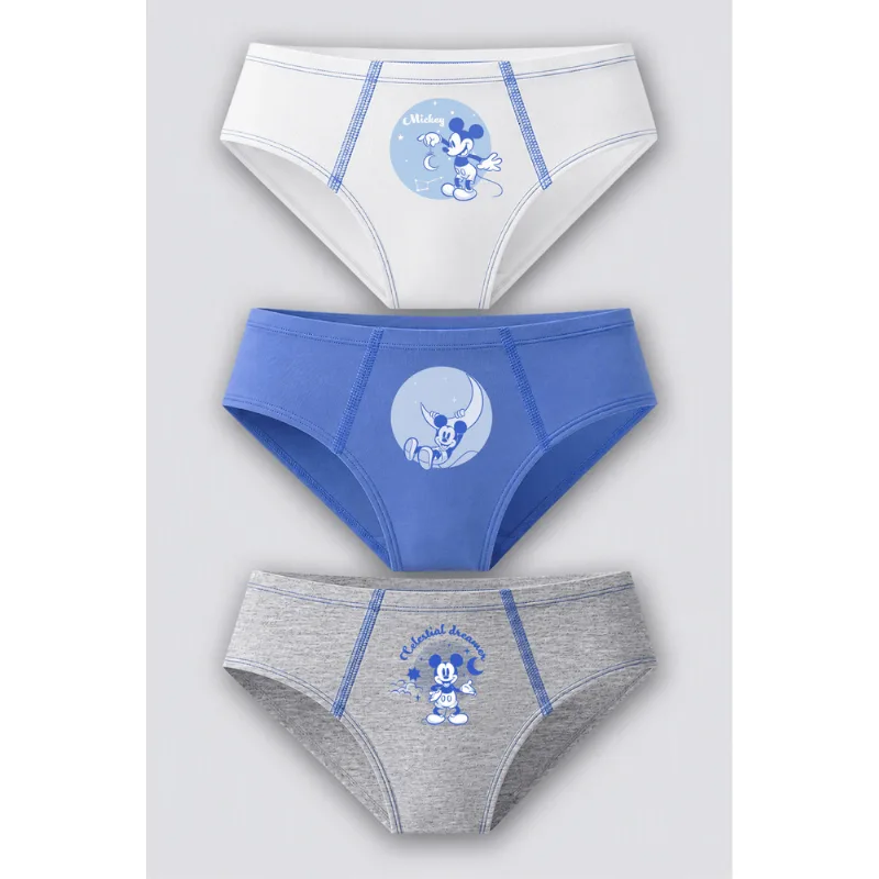 Kit 3 Cuecas Slip Kids Mickey Algodão Tamanho: P (03 a 05 anos) | Cor: Sortida