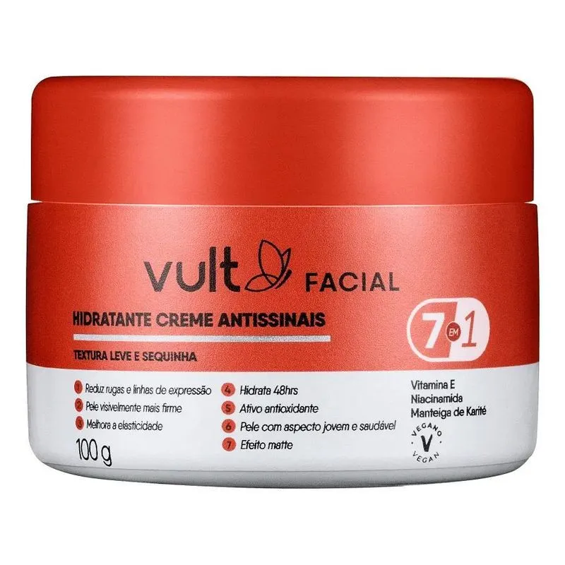 3x Creme Hidratante Facial Antissinais Vult - 100g Momento D