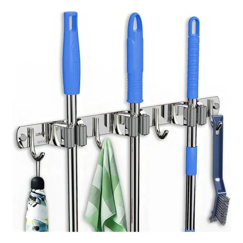 Suporte Para Pendurar Vassoura Lumai De Aço Inox 30