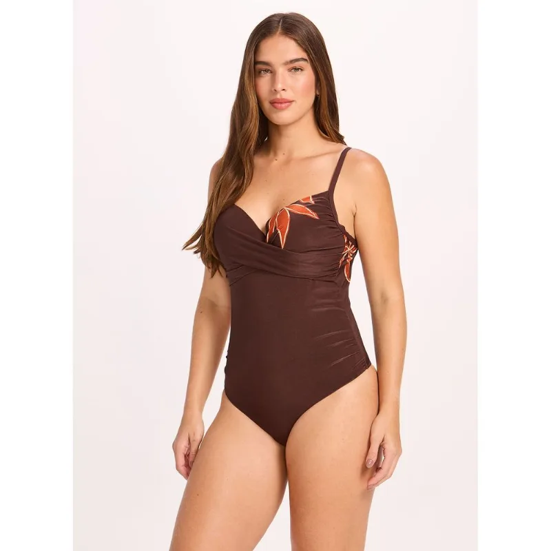 Maiô Lift Control Decotado Estampado 15069 Rattan G46