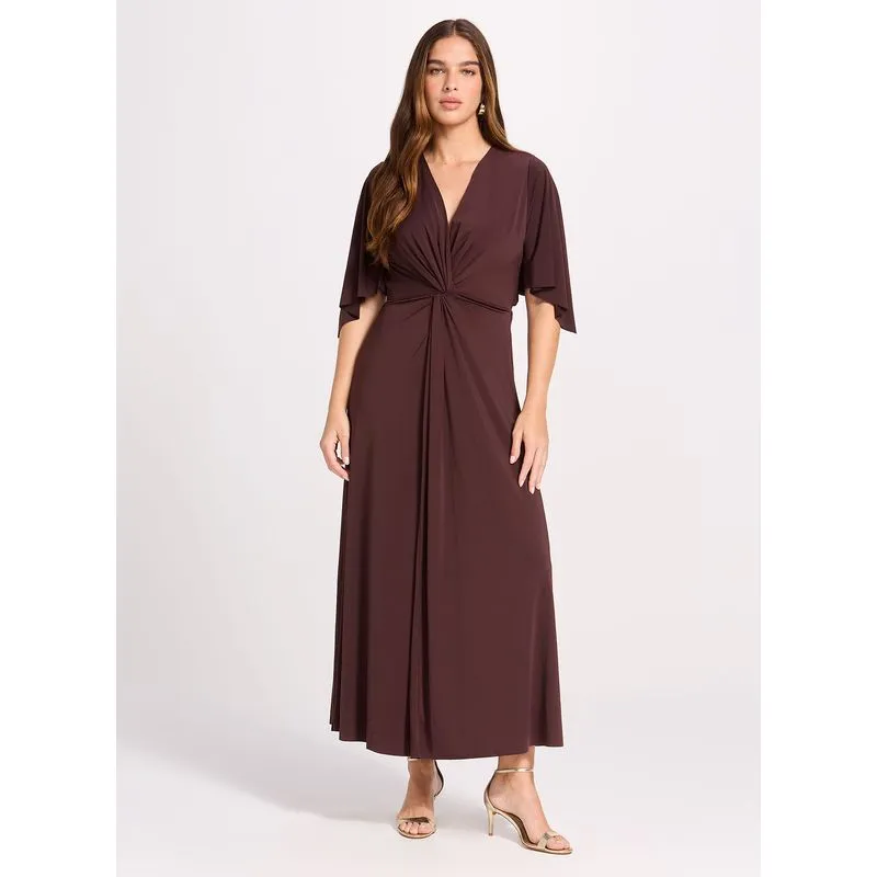 Vestido Drapeado Longo 23729 Argila M