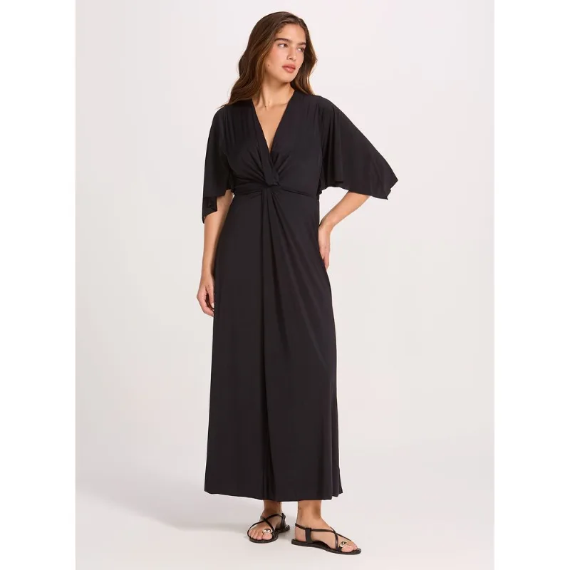 Vestido Drapeado Longo 23729 Preto G