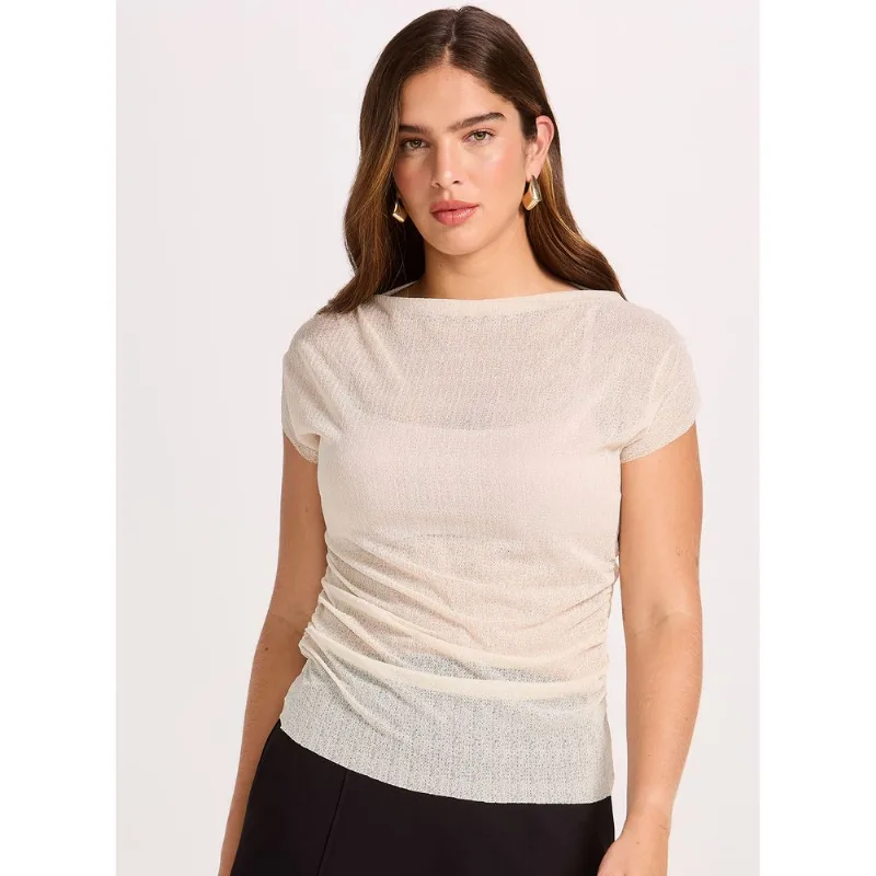 Blusa Manga Curta Laise 21782 Natural M
