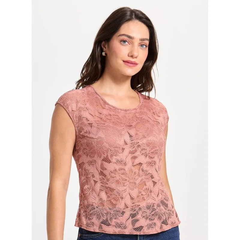 Blusa de Manga Curta Laise 21780 Rosa Mônaco P