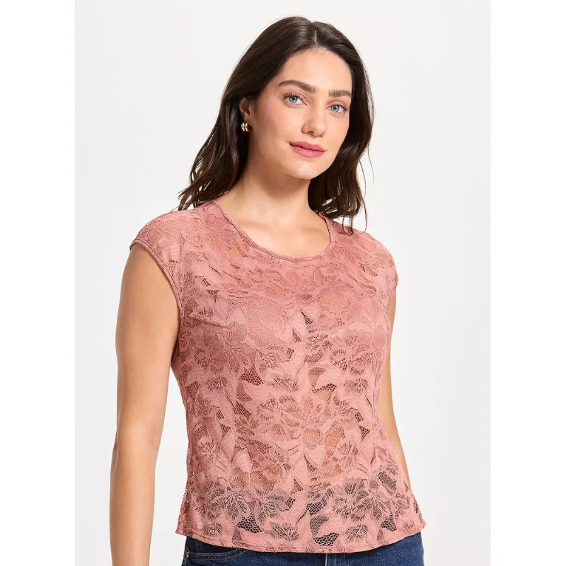 Blusa de Manga Curta Laise 21780 Rosa Mônaco G
