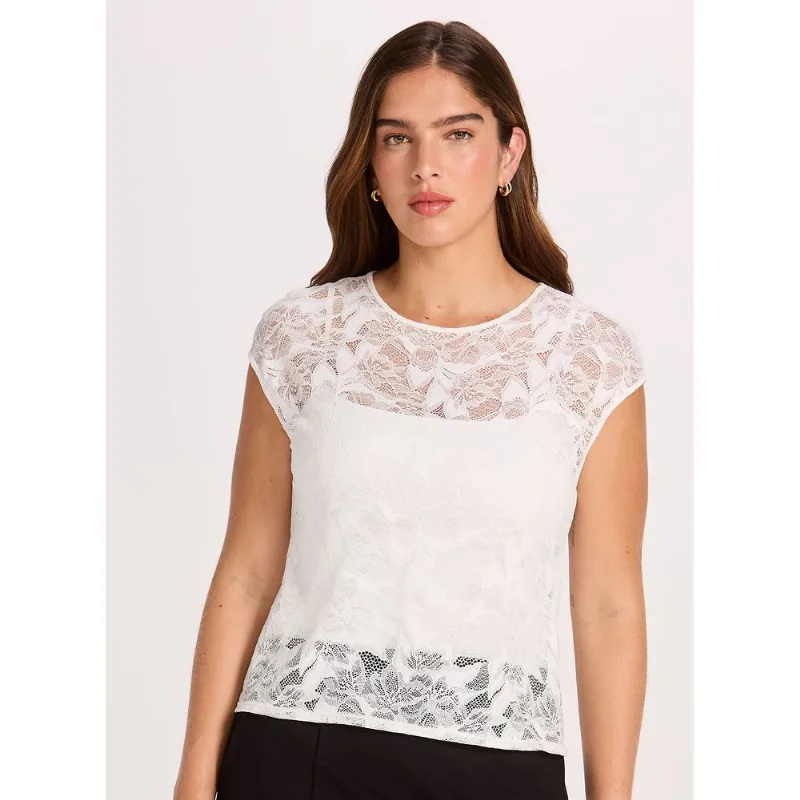 Blusa de Manga Curta Laise 21780 Branco P