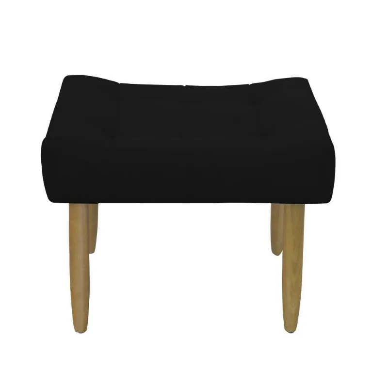 Puff Banqueta Decorativo Pés Madeira Preto