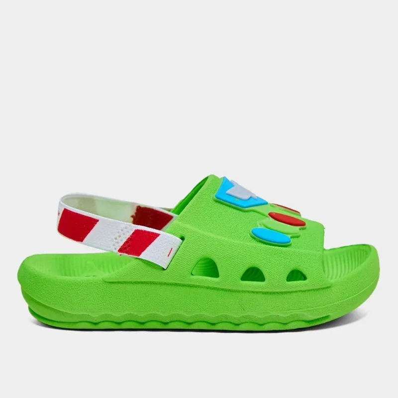 Sandália Infantil Grendene Kids Babuche Gaspea Baby Masculina - Menino - Verde+Branco