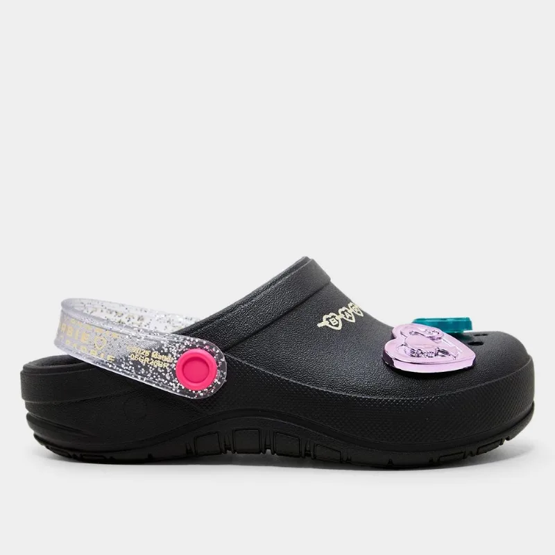 Sandália Infantil Grendene Kids Barbie Pop Pins Menina - Menina - Preto+Rosa