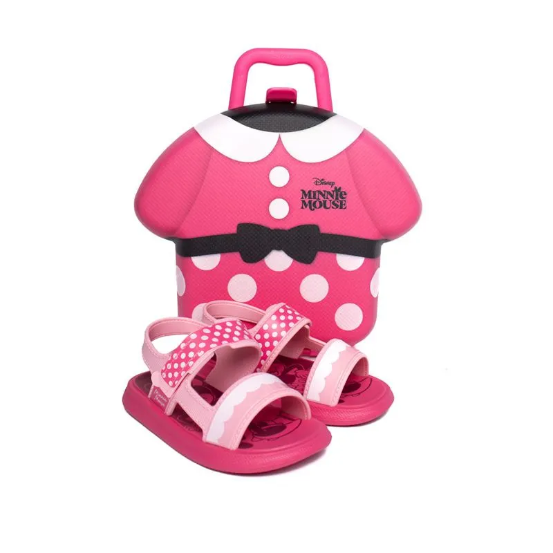 Sandália Infantil Disney Case Baby Papete Minnie Rosa/Branco - 22