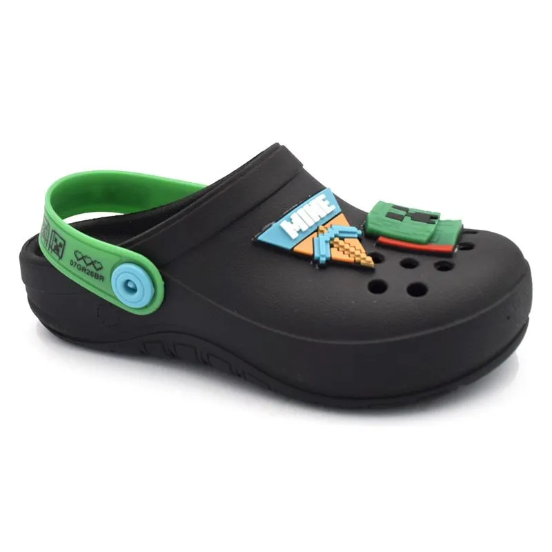 Babuche de Menino Minecraft Brave do 26 ao 33 Preto 23557 32/33