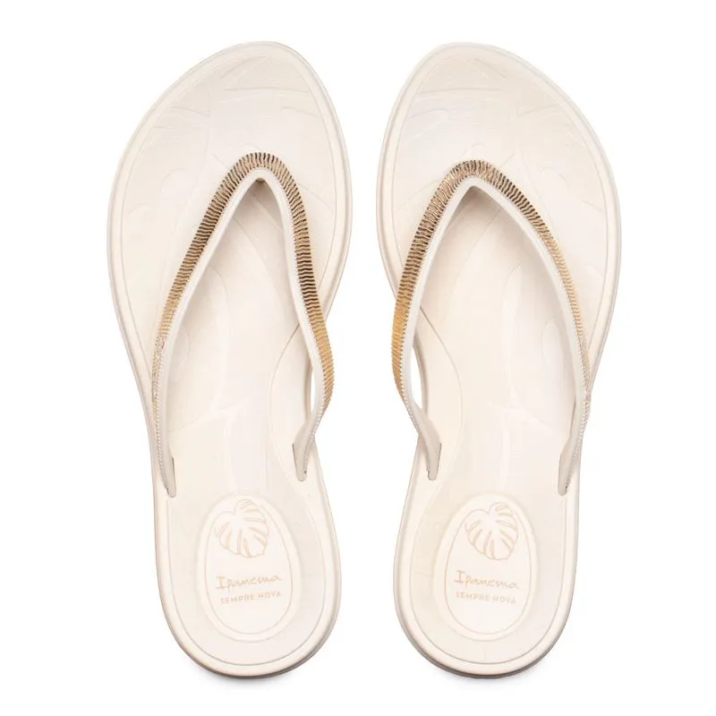 Chinelo Feminino Ipanema Shine Tira Fina Bege/Dourado - 35