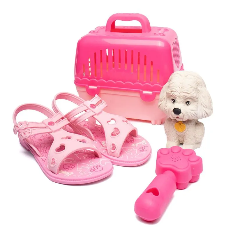 Sandália Infantil Grendene Kids Barbie Cachorrinho Maleta - 29