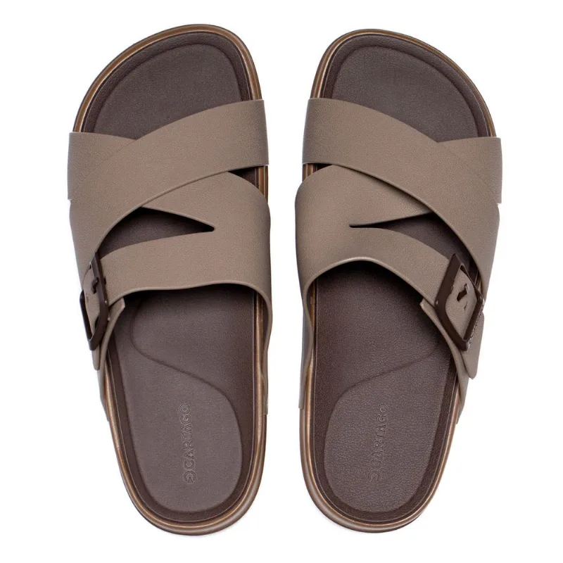 Chinelo Slide Masculino Cartago Roma Fivela Marrom Claro - 39