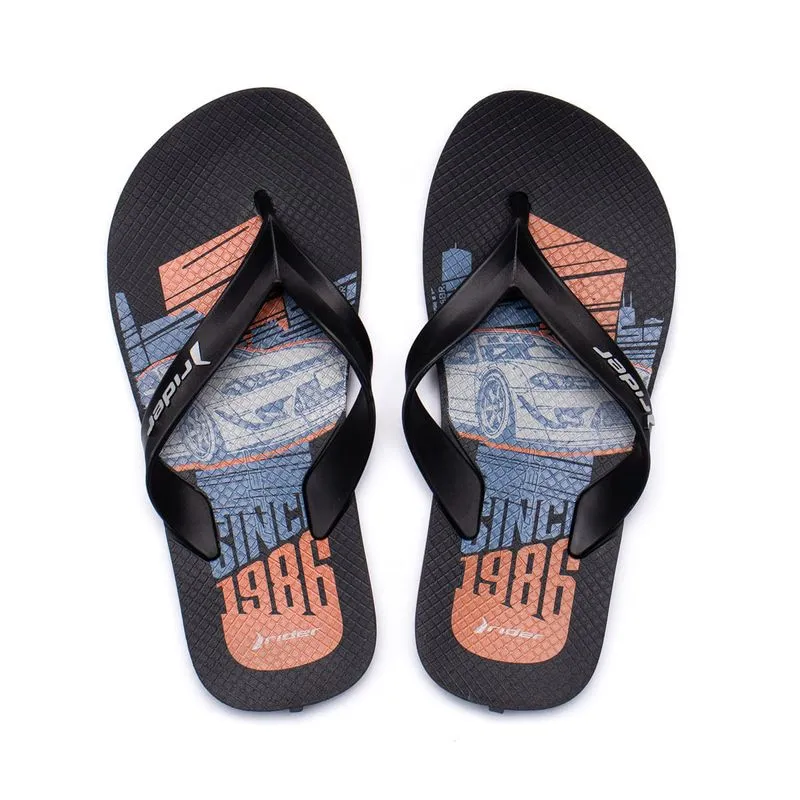 Chinelo Infantil Rider Feel Tiras Dedo Preto/Laranja - 25