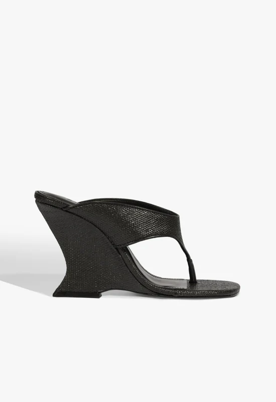 Maya Raffia Wedge Sandal 10 / Black / Synthetic