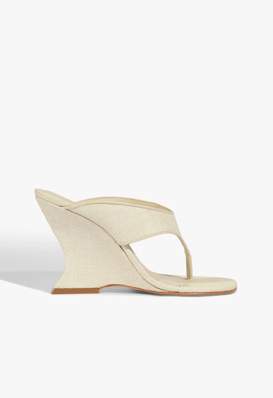 Maya Raffia Wedge Sandal 5 / Off White / Synthetic