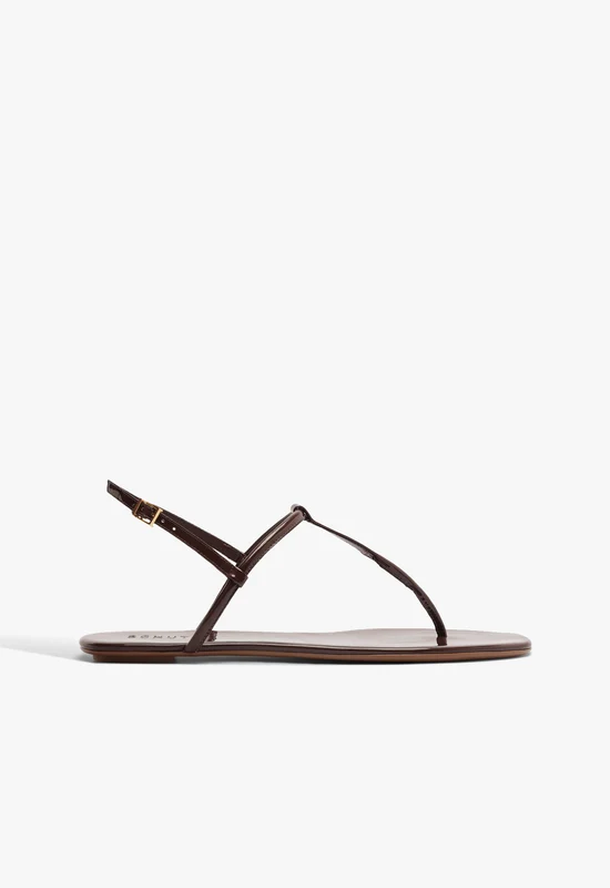 Elsha Flat Sandal 5 / Root Brown / Patent Synthetic