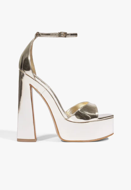 Tate Platform Metallic Sandal 8.5 / Platinum / Metallic
