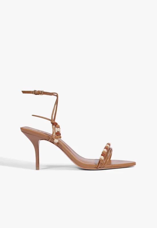Kalea Leather Stiletto Sandal 9.5 / Burnt Honey / Leather