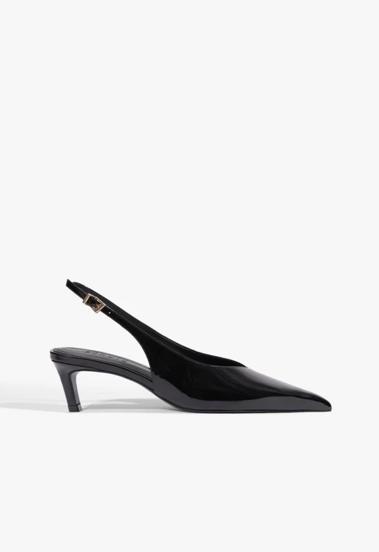 Alicia Sling Mid Patent Pump 6.5 / Black / Patent