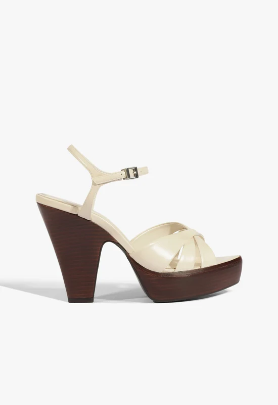 Keefa Wood Leather Platform Sandal 6.5 / Sugar White / Leather