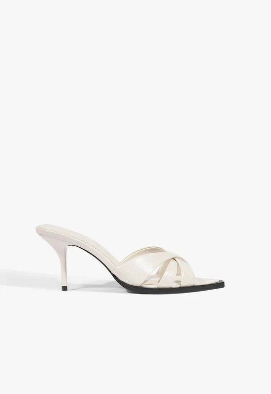 Keefa Leaf Mule Leather Sandal 6.5 / Sugar White / Leather
