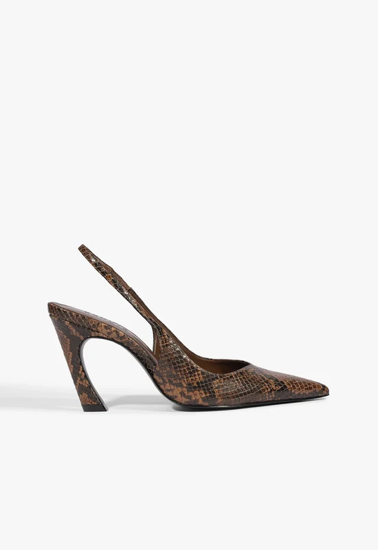 Lexi Sling Leather Pump 6.5 / Pecan Brown / Snake