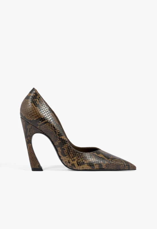 Lexi Leather Pump 7.5 / Pecan Brown / Snake