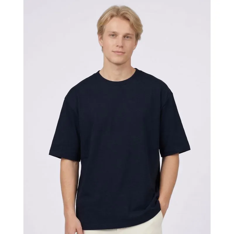 Camiseta Masculina Básica Led Moletinho Manga Curta Marinho P