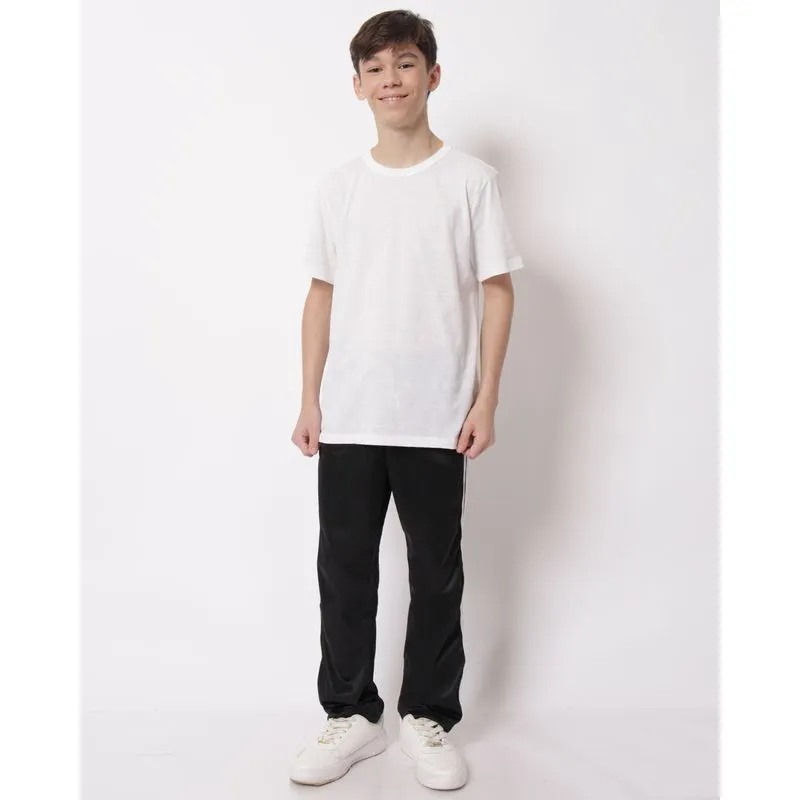 Calça Juvenil Helanca Reta Friso Lateral Preta 14