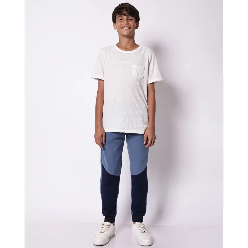 Calça Moletom Juvenil com Bolsos com Textura Azul 14