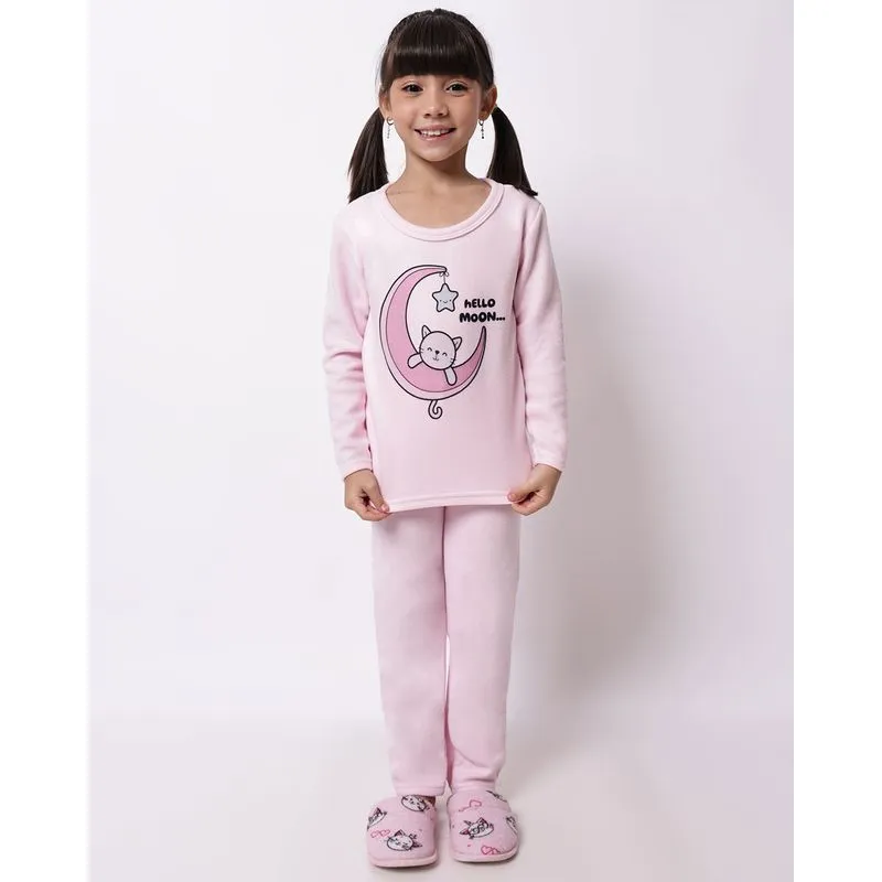Pijama Longo Infantil Soft com Estampa Urso Rosa 4