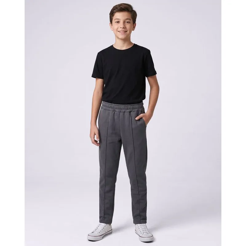 Calça Moletom Juvenil com Bolso Cinza Escuro 10