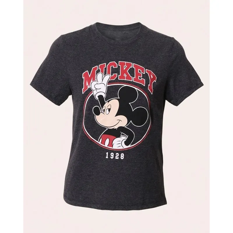 Camiseta Feminina Disney Mickey Cinza Escuro G