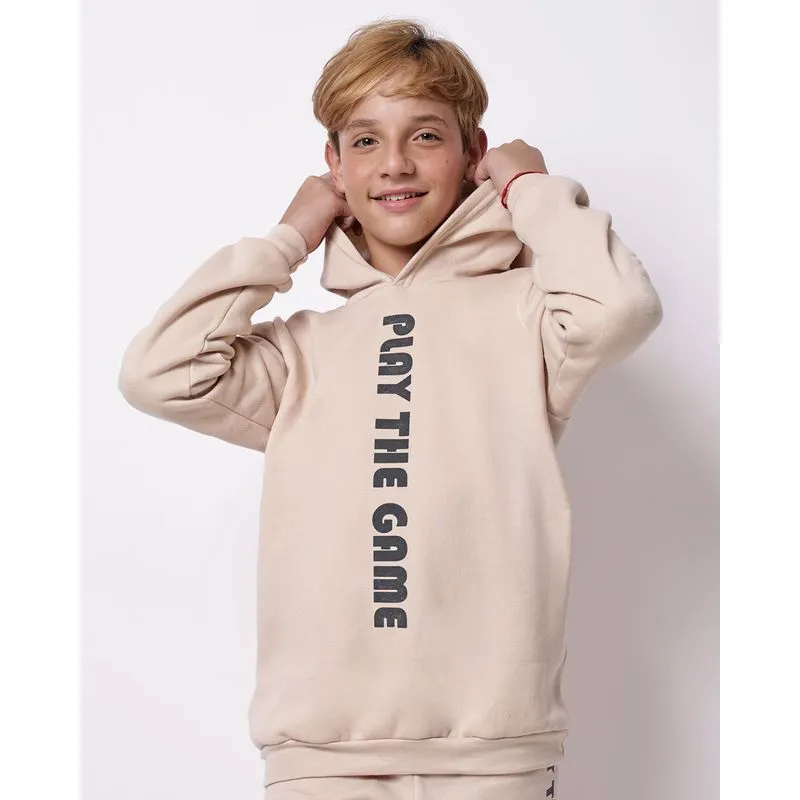 Blusão Moletom Juvenil com Capuz Estampa Gamer Bege 14