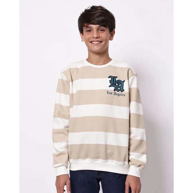 Blusão Moletom Juvenil Listrado Los Angeles Off White 16