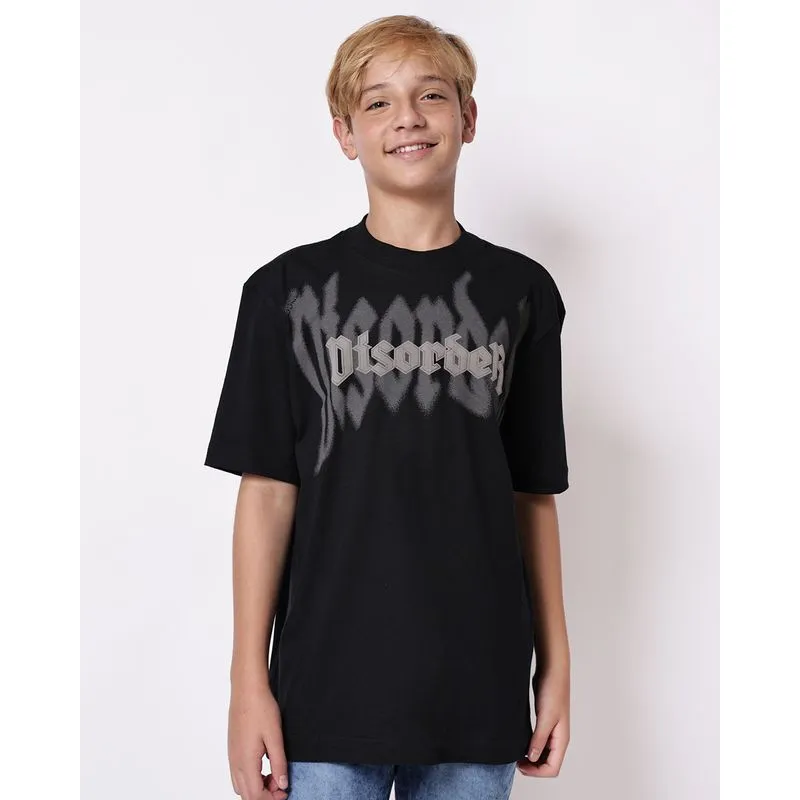 Camiseta Juvenil Algodão Oversized Estampa Preto 10