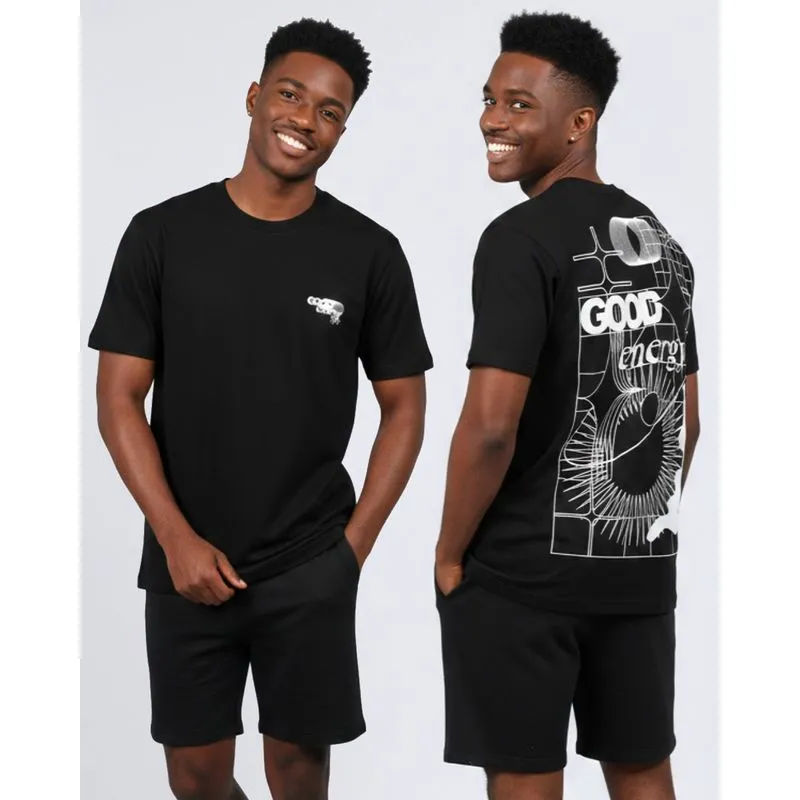 Camiseta Masculina Algodão Estampa Frente Costas Preta M