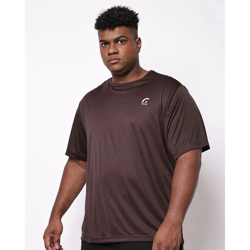 Camiseta Esportiva Plus Size Masculina Fitter Manga Curta Marrom G3