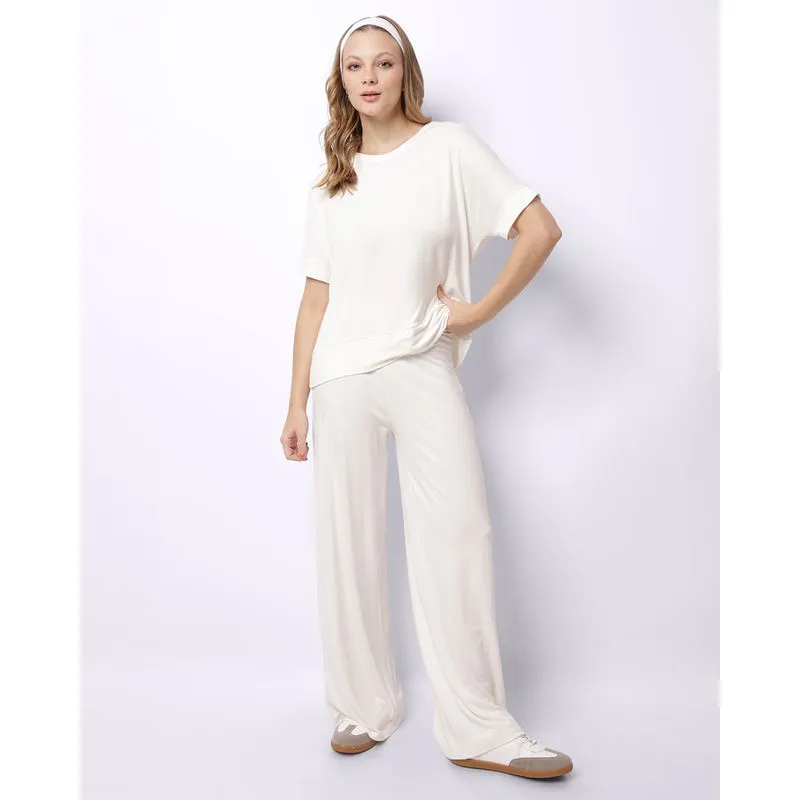 Calça Feminina Pantalona Cós Largo Off White XG