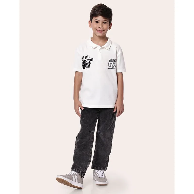 Calça Jeans Infantil Reta Marmorizado Preto 6