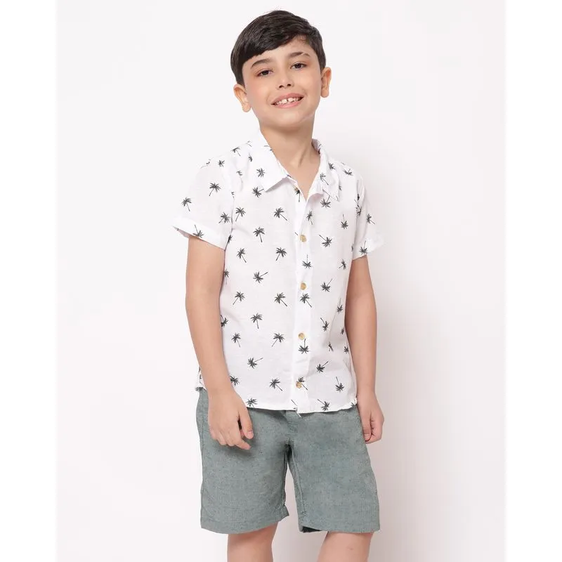 Conjunto Infantil Curto Liocel Estampado Coqueiros Branco 6